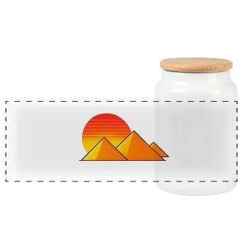 Sonnenuntergang über Pyramiden - Panorama Keksdose mit Holzdeckel - Weiß - Vorne