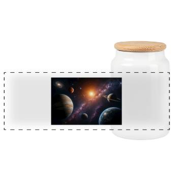 Universe - Panoramic Cookie Jar with Wooden Lid - white - Front