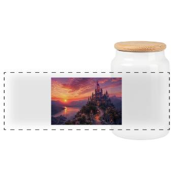 Nature - Panoramic Cookie Jar with Wooden Lid - white - Front