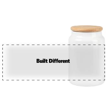 built different - Panoramic Cookie Jar with Wooden Lid - white - Front