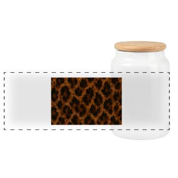 Textured Golden Leopard - Panoramic Cookie Jar with Wooden Lid - white - Front