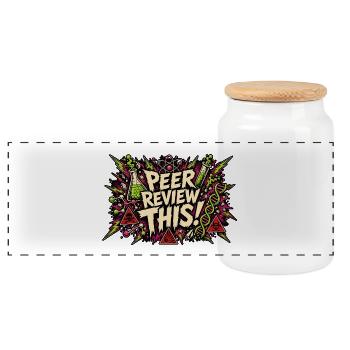 Peer Review This! Lab Pop Art - Panoramic Cookie Jar with Wooden Lid - white - Front