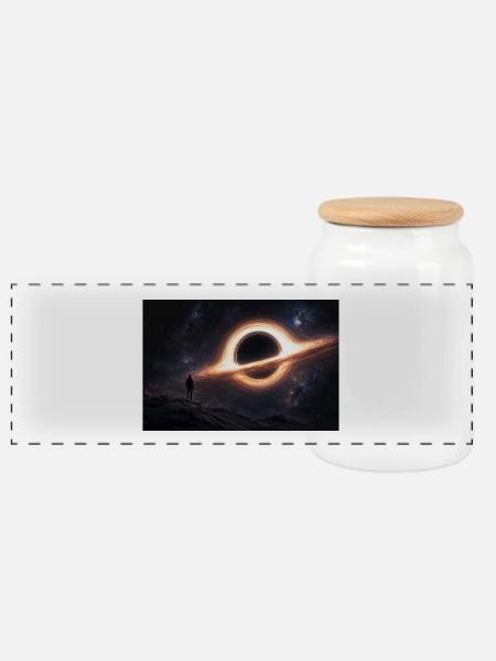 Saturn Fire - Panorama Keksdose mit Holzdeckel - Weiß