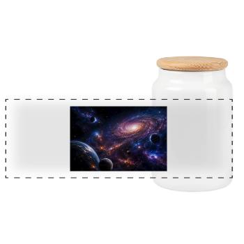 milky way - Panoramic Cookie Jar with Wooden Lid - white - Front