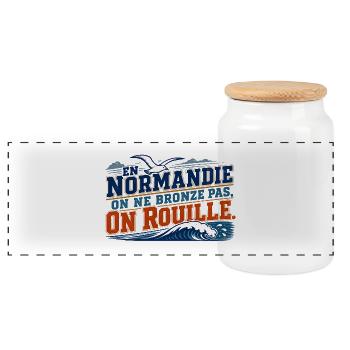 Normandie, on ne bronze pas, on rouille - Boîte à biscuits avec couvercle en bois - blanc - Devant