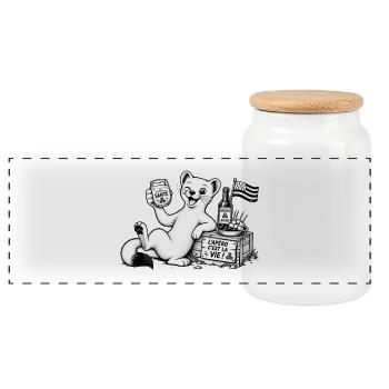 Vaelosek l hermine apéro  - Boîte à biscuits avec couvercle en bois - blanc - Devant