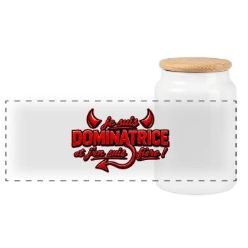je_suis_dominatrice_2026 - Boîte à biscuits avec couvercle en bois - blanc - Devant