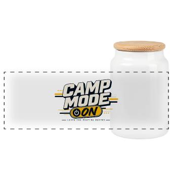 Camp Mode On - Panoramic Cookie Jar with Wooden Lid - white - Front