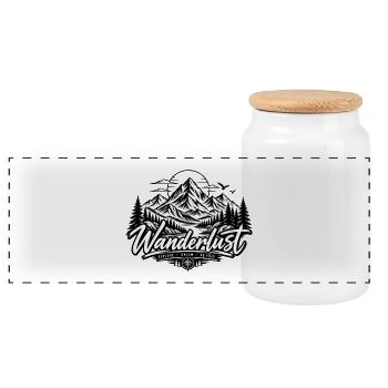 Wanderlust - Panoramic Cookie Jar with Wooden Lid - white - Front