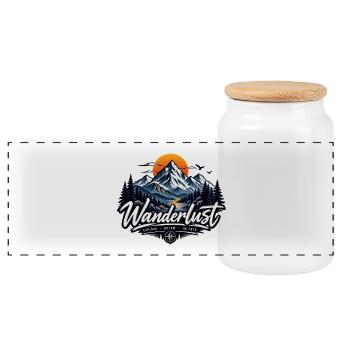 Wanderlust - Panoramic Cookie Jar with Wooden Lid - white - Front