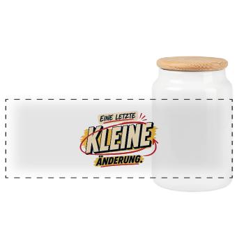 Eine letzte kleine Änderung - Panorama Keksdose mit Holzdeckel - Weiß - Vorne