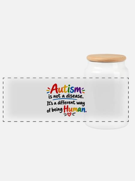 Autismus Akzeptanz Regenbogen Design - Panorama Keksdose mit Holzdeckel - Weiß