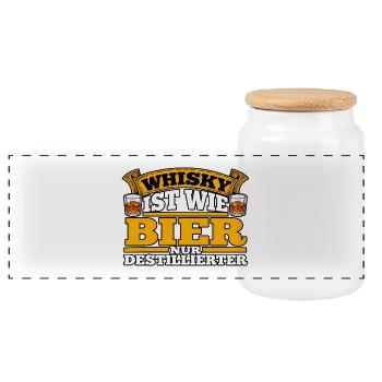 Whisky wie Bier Destilliert - Panorama Keksdose mit Holzdeckel - Weiß - Vorne
