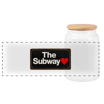 Subway Heart Retro-Schild - Panorama Keksdose mit Holzdeckel - Weiß - Vorne
