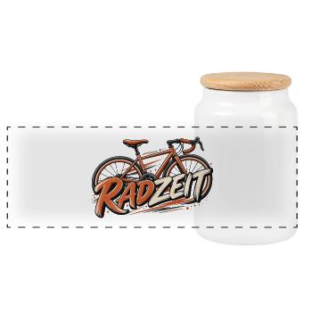 Radfahren Retro Fahrradmotiv Zeitlose Geschenkidee - Panorama Keksdose mit Holzdeckel - Weiß - Vorne
