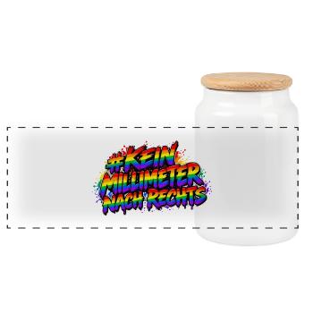 Kein Millimeter Nach Rechts Rainbow - Panorama Keksdose mit Holzdeckel - Weiß - Vorne