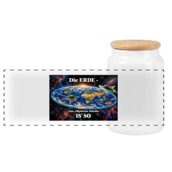 Die Erde -  elliptische Scheibe - Panorama Keksdose mit Holzdeckel - Weiß - Vorne