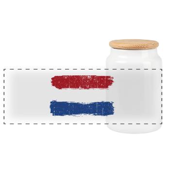 Drapeau néerlandais coups de pinceau - Boîte à biscuits avec couvercle en bois - blanc - Devant