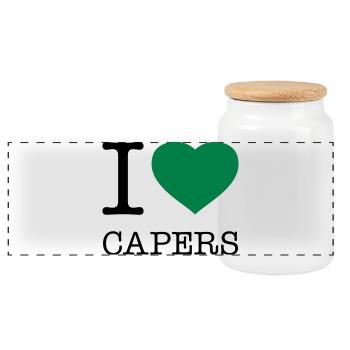 I LOVE CAPERS Kapern - Panoramic Cookie Jar with Wooden Lid - white - Front