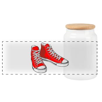 Baskets rouges - Boîte à biscuits avec couvercle en bois - blanc - Devant