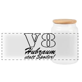 V8,Muscle-Car,Werkstatt,Garage,Auto,Tuning, (25) - Panorama Keksdose mit Holzdeckel - Weiß - Vorne