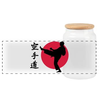 Karate - Panorama Keksdose mit Holzdeckel - Weiß - Vorne