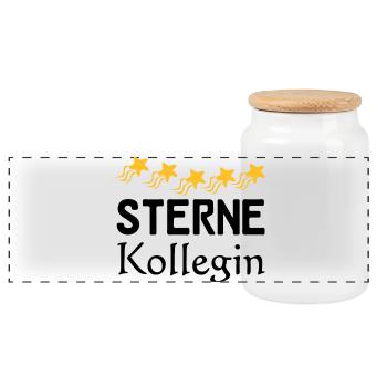 Sterne Kollegin Geschenk - Panorama Keksdose mit Holzdeckel - Weiß - Vorne