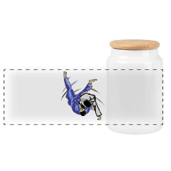 Judo - Boîte à biscuits avec couvercle en bois - blanc - Devant