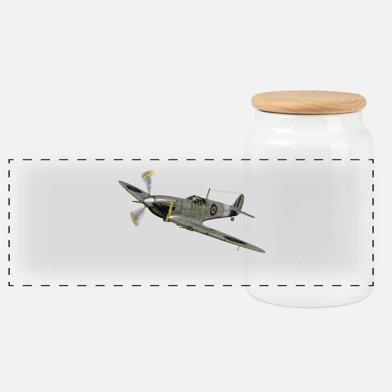 Spitfire - Panorama Keksdose mit Holzdeckel - Weiß