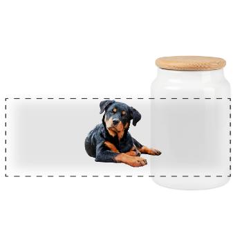 Rottweiler - Panorama Keksdose mit Holzdeckel - Weiß - Vorne