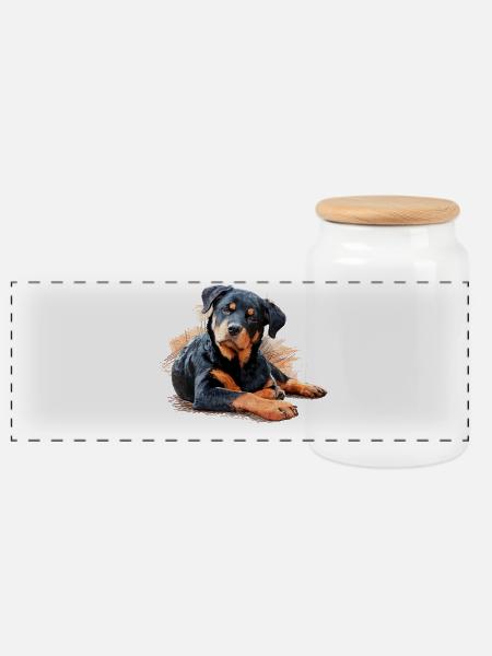 Rottweiler - Panorama Keksdose mit Holzdeckel - Weiß
