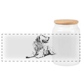 Retriever - Panoramic Cookie Jar with Wooden Lid - white - Front