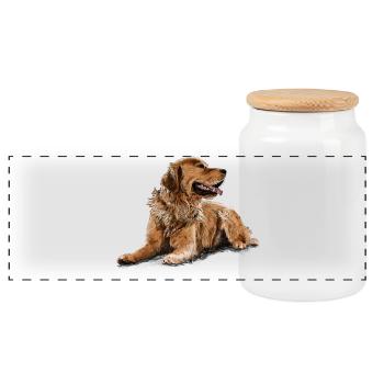 Golden Retriever - Panoramic Cookie Jar with Wooden Lid - white - Front