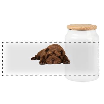 Shar-Pei - Boîte à biscuits avec couvercle en bois - blanc - Devant
