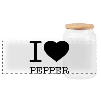 I LOVE PEPPER Pfeffer - Panorama Keksdose mit Holzdeckel - Weiß - Vorne