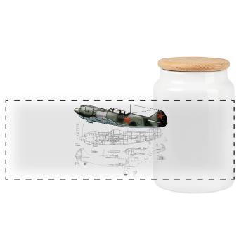 La-5 - Panoramic Cookie Jar with Wooden Lid - white - Front