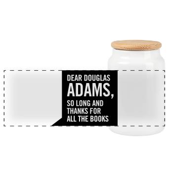 dear douglas adams - Panoramic Cookie Jar with Wooden Lid - white - Front