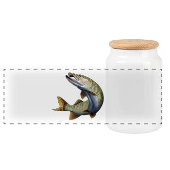 Pike - Panoramic Cookie Jar with Wooden Lid - white - Front