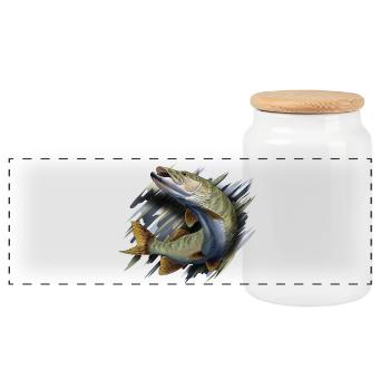 Pike - Panoramic Cookie Jar with Wooden Lid - white - Front