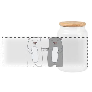 Bears - Panoramic Cookie Jar with Wooden Lid - white - Front