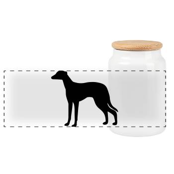 Greyhound Dog - Panoramic Cookie Jar with Wooden Lid - white - Front