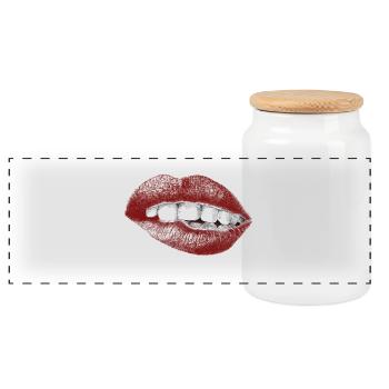 Lips - Boîte à biscuits avec couvercle en bois - blanc - Devant