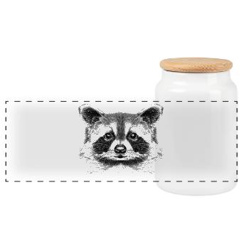 Waschbär - Panorama Keksdose mit Holzdeckel - Weiß - Vorne