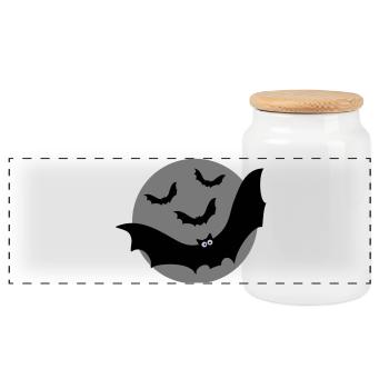 Bats - Panoramic Cookie Jar with Wooden Lid - white - Front