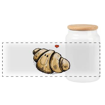 J'aime Croissants - Boîte à biscuits avec couvercle en bois - blanc - Devant