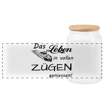 Das Leben geniessen - Panorama Keksdose mit Holzdeckel - Weiß - Vorne