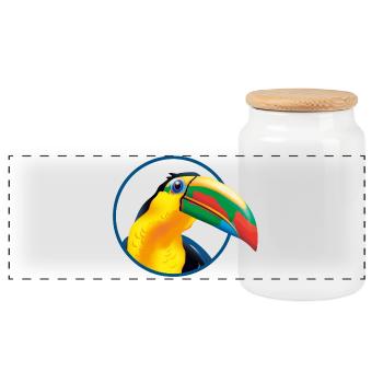Tropischer Toucan Farbexplosion - Panorama Keksdose mit Holzdeckel - Weiß - Vorne