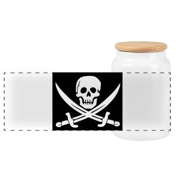 Crâne et épées Pirate Emblem - Boîte à biscuits avec couvercle en bois - blanc - Devant