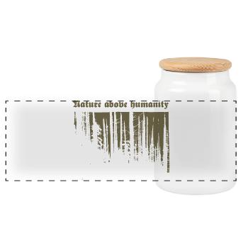 Nature above humanity (gold) - Panorama Keksdose mit Holzdeckel - Weiß - Vorne