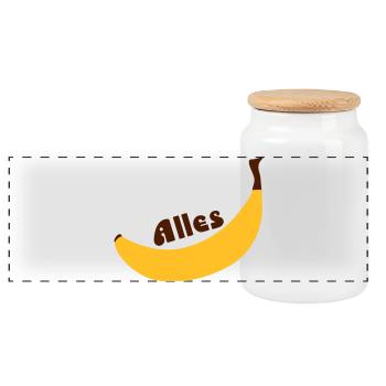 tous banane - Boîte à biscuits avec couvercle en bois - blanc - Devant
